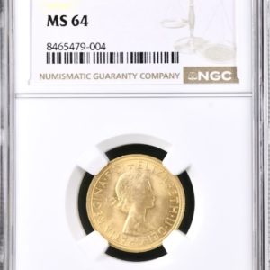 1957 Gold Sovereign, NGC Graded MS64