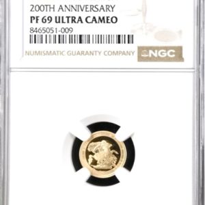2017 Gold Proof Quarter Sovereign, Pistrucci 200th Anniversary (1/4 Sov), NGC Graded PF69 Ultra Cameo