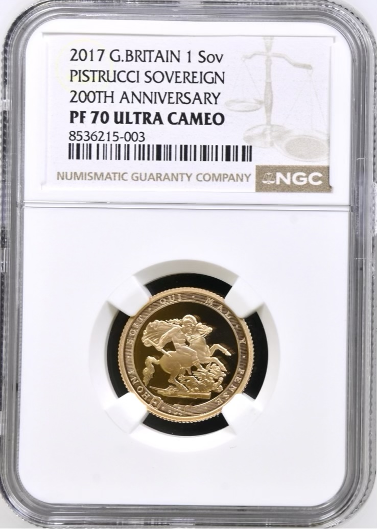 2017 Gold Proof Sovereign, NGC Graded PF70 Ultra Cameo.