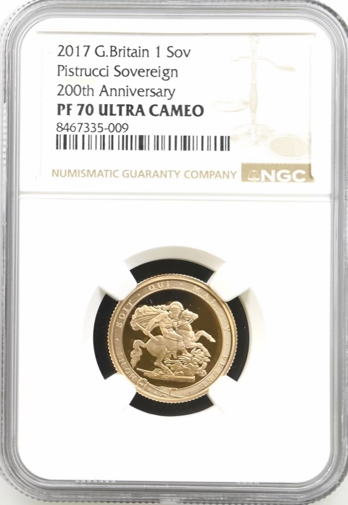 2017 Gold Proof Sovereign, NGC Graded PF70 Ultra Cameo.