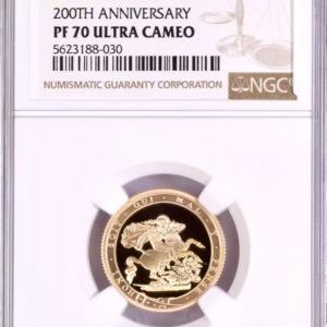 2017 Gold Proof Sovereign, NGC Graded PF70 Ultra Cameo.