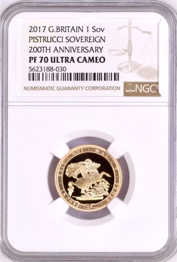 2017 Gold Proof Sovereign, NGC Graded PF70 Ultra Cameo.