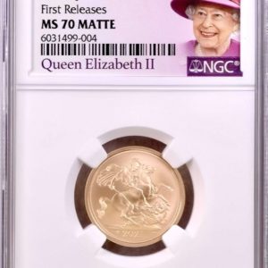 2021 Gold Sovereign, Strike On The Day Queen Elizabeth II 95th Birthday. NGC Graded MS70 Matte