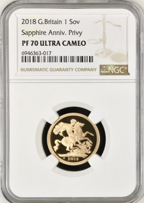 2018 Gold Proof Sovereign, NGC Graded PF70 Ultra Cameo