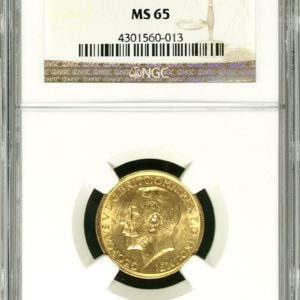 1912 Gold Sovereign, Sydney Mint. NGC Graded MS65