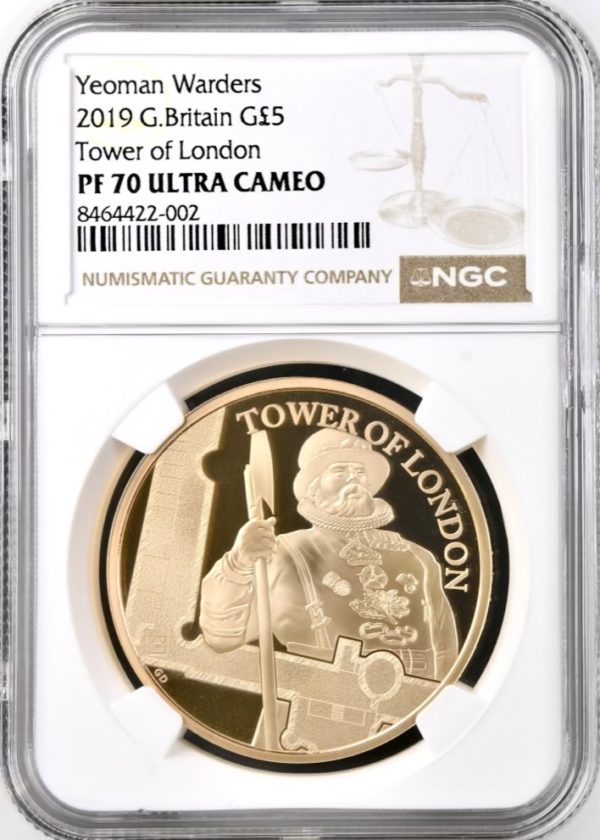 2019 Gold Proof Five Pound Crown (£5) Yeoman Warders - Tower of London, NGC Graded PF70 UCAM