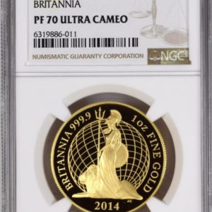2014 Gold proof Britannia and the lion £100, NGC PF70 Ultra Cameo