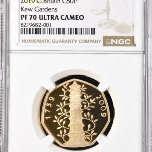 Kew Gardens Gold Proof 50p (Fifty pence) NGC Graded PF70 Ultra Cameo.