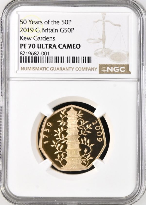 Kew Gardens Gold Proof 50p (Fifty pence) NGC Graded PF70 Ultra Cameo.