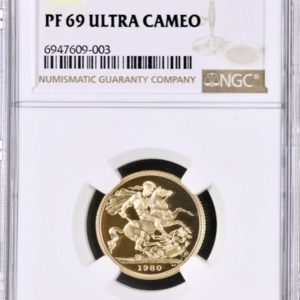 1980 Gold Proof Sovereign, NGC Graded PF69 Ultra Cameo