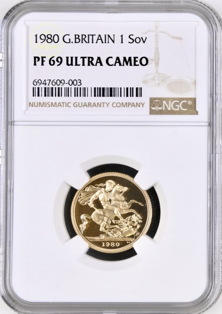 1980 Gold Proof Sovereign, NGC Graded PF69 Ultra Cameo