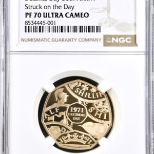 2021 Gold Proof 50p (Fifty Pence), Decimal Day 50th Anniversary, NGC Graded PF70 Ultra Cameo