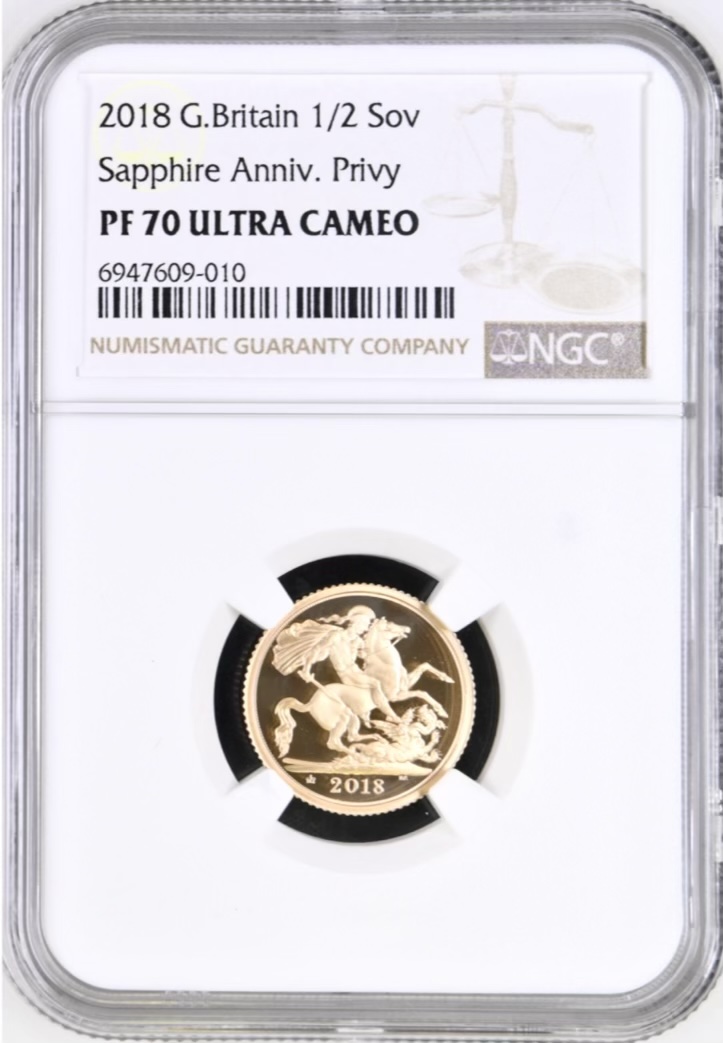 2018 Gold Proof Half Sovereign, NGC Graded PF70 Ultra Cameo