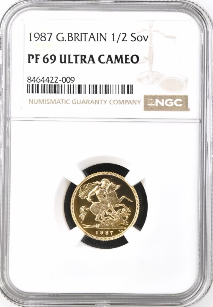 1987 Gold Proof Half Sovereign NGC Graded PF69 Ultra Cameo