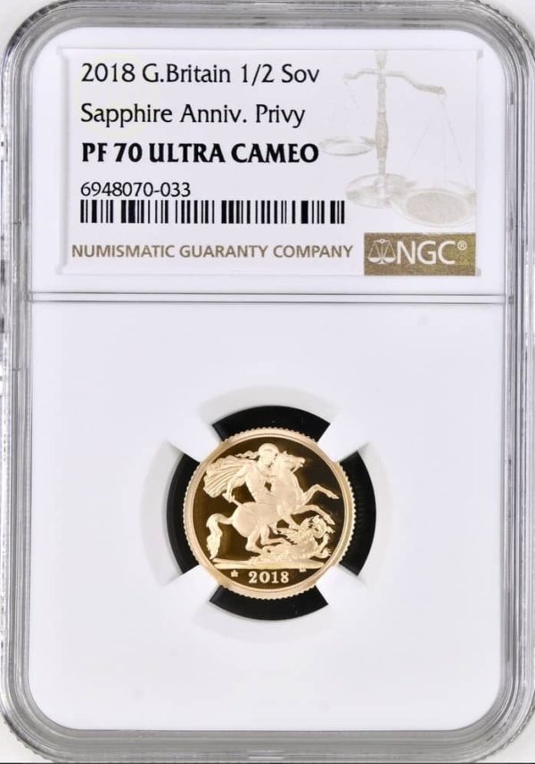 2018 Gold Proof Half Sovereign, NGC Graded PF70 Ultra Cameo