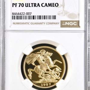1987 Gold Proof Double Sovereign (£2) NGC Graded PF70 Ultra Cameo