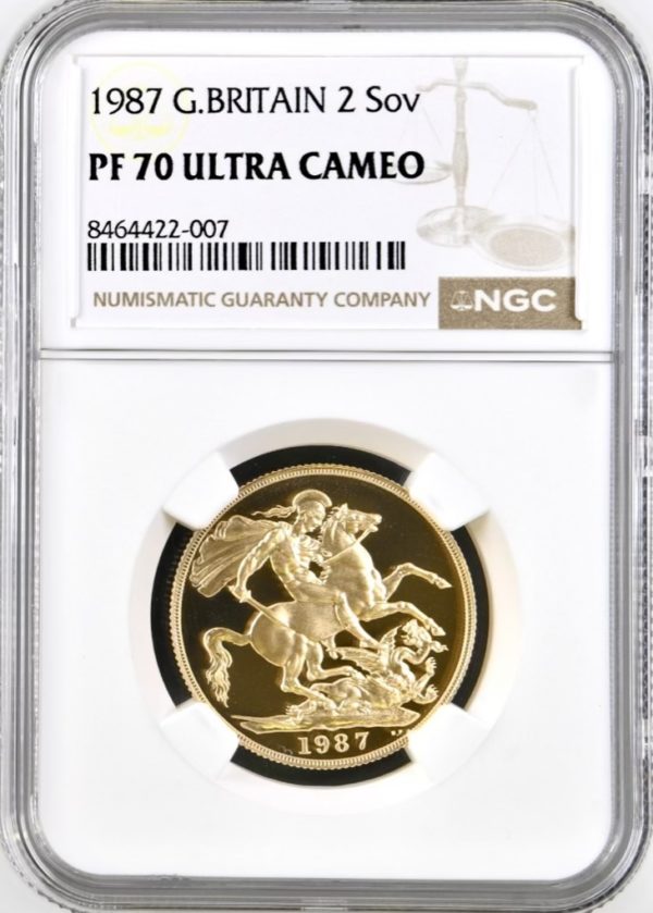 1987 Gold Proof Double Sovereign (£2) NGC Graded PF70 Ultra Cameo