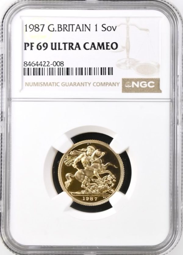 1987 Gold Proof Sovereign NGC Graded PF69 Ultra Cameo