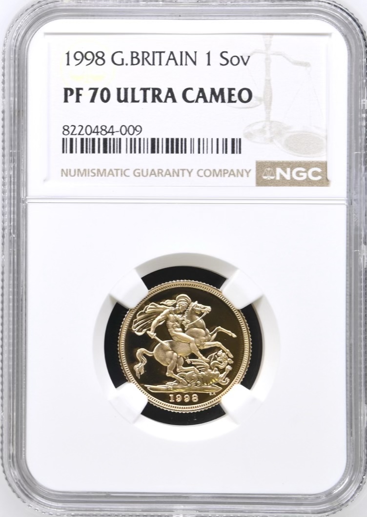 1998 Gold Proof Sovereign, NGC Graded PF70 Ultra Cameo