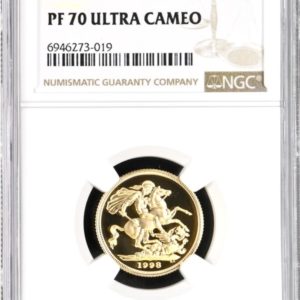 1998 Gold Proof Sovereign, NGC PF70 Ultra Cameo.