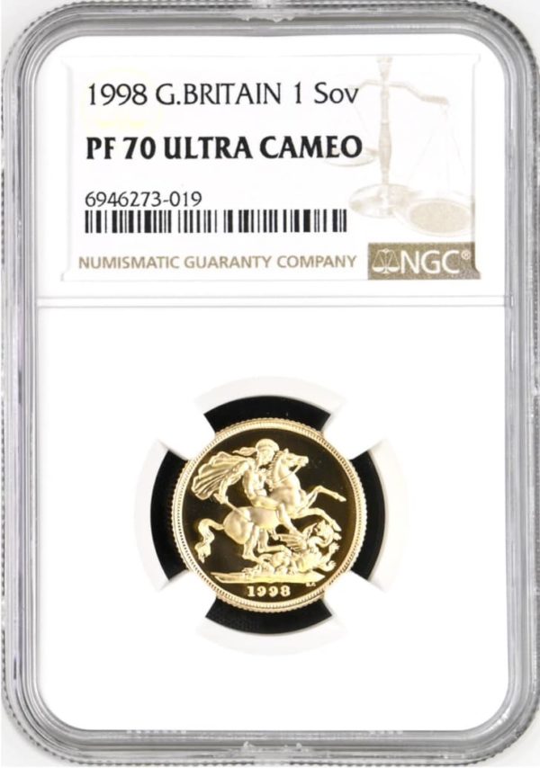 1998 Gold Proof Sovereign, NGC PF70 Ultra Cameo.