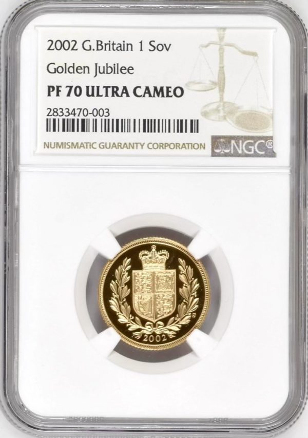 2002 Gold Proof Sovereign, NGC Graded PF70 Ultra Cameo