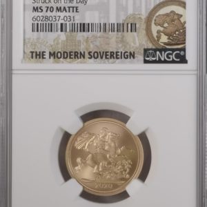 2020 Gold Sovereign, VJ Day Privy, Struck on the Day. NGC Graded MS70 Matte