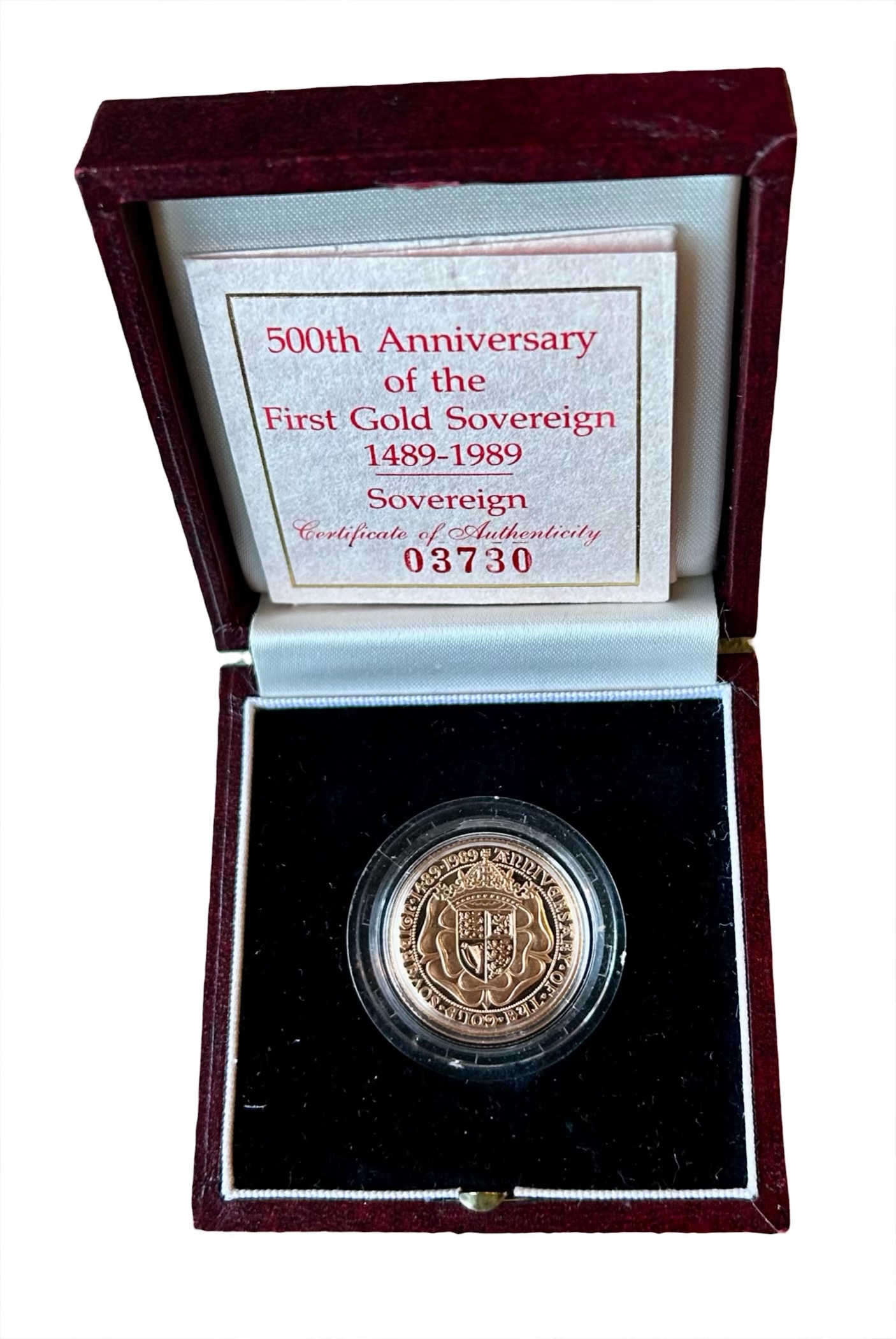 1989 Gold Proof Sovereign, Tudor Rose 500th Anniversary