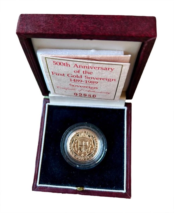 1989 Gold Proof Sovereign, Tudor Rose 500th Anniversary