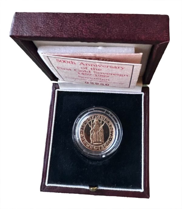 1989 Gold Proof Sovereign, Tudor Rose 500th Anniversary - Image 2
