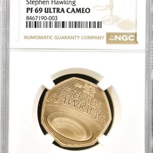 2019 Gold Proof 50p - Stephen Hawking, NGC Graded PF70 Ultra Cameo
