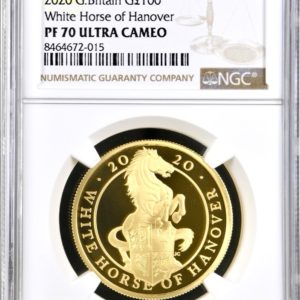2020 White Horse Of Hanover Queens Beasts Gold Proof £100, NGC Graded PF70 Ultra Cameo