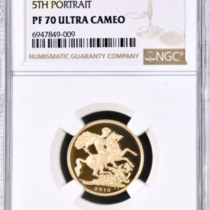 2015 Gold Proof Sovereign, Fifth Portrait, NGC Graded PF70 Ultra Cameo
