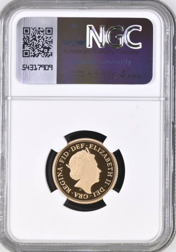 2015 Gold Proof Sovereign, Fifth Portrait, NGC Graded PF70 Ultra Cameo - Image 2