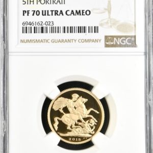 2015 Gold Proof Sovereign, Fifth Portrait, NGC Graded PF70 Ultra Cameo