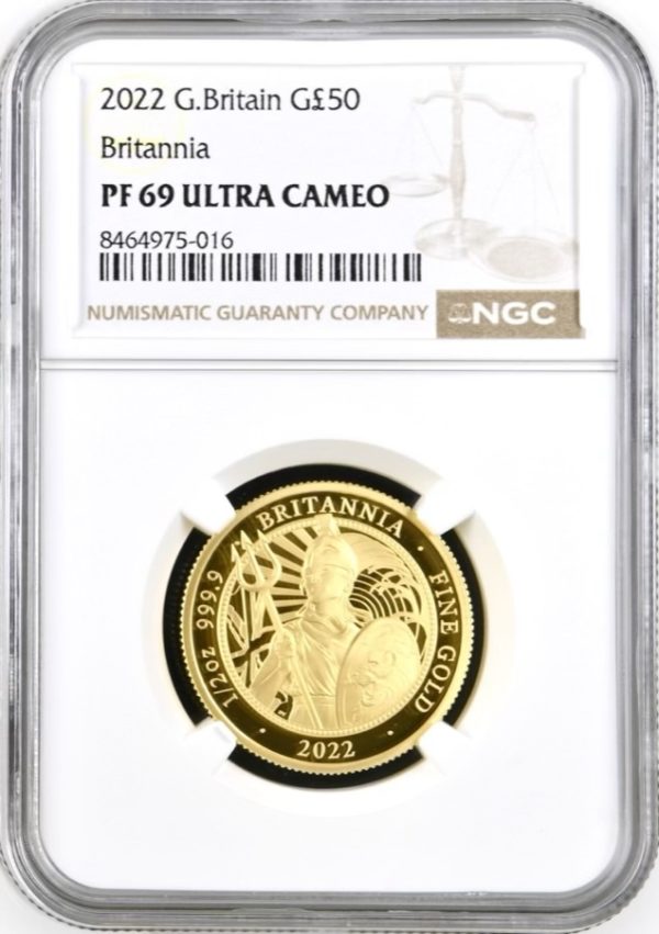 2022 Gold Proof Britannia 50 Pounds (Half Ounce Coin) NGG Graded PF69 Ultra Cameo