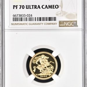 2000 Gold Proof Half sovereign, NGC Graded PF70 Ultra Cameo