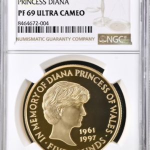 1999 Gold Proof Five Pound Crown (£5) Princess Diana, NGC Graded PF69 Ultra Cameo