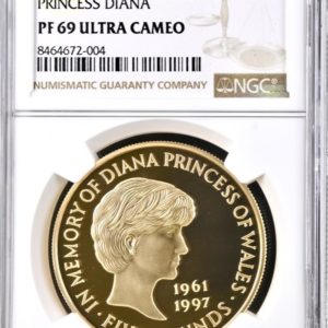 1999 Gold Proof Five Pound Crown (£5) Princess Diana, NGC Graded PF69 Ultra Cameo