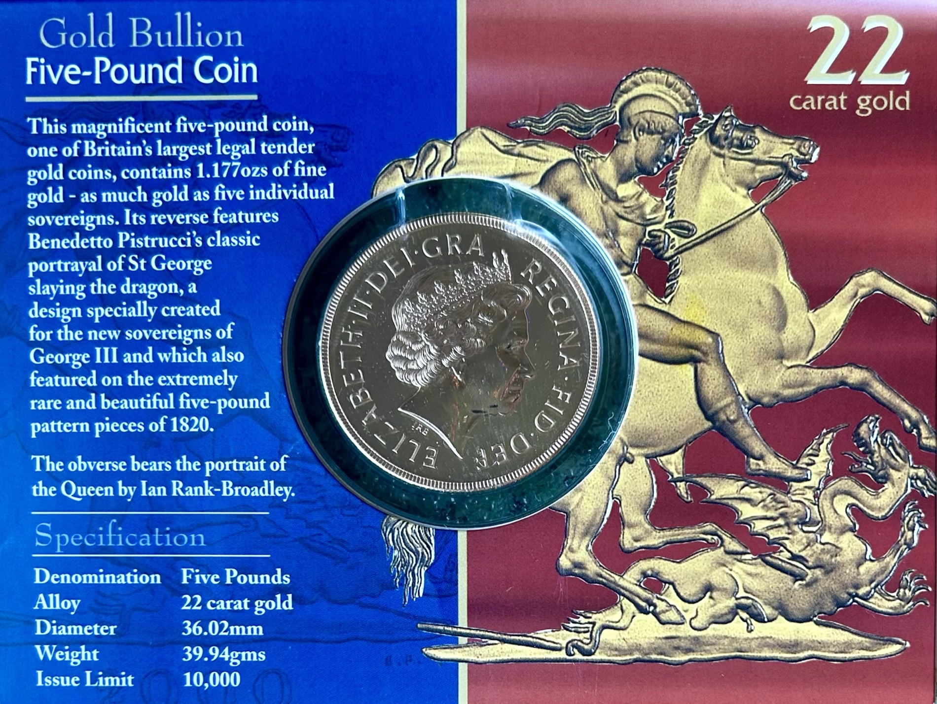 2000 Gold Five Pounds Sovereign (£5) George And Dragon - Image 2