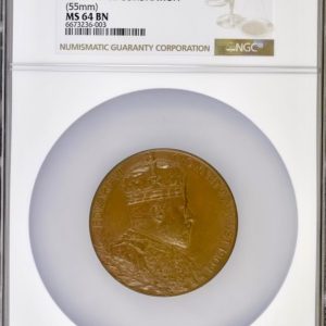1902 Edward VII Coronation Bronze Medal, NGC Graded MS64
