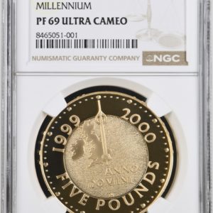 1999 Millenium Gold Proof Five Pounds Crown (£5) NGC Graded PF69 UCAM