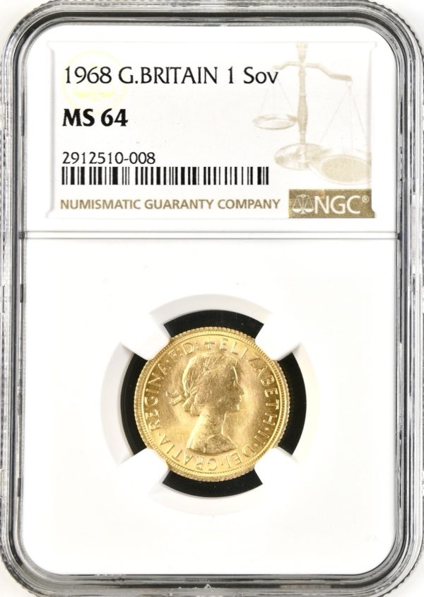 1968 Gold Sovereign, NGC Graded MS64
