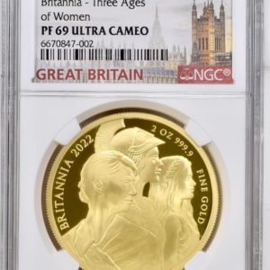 2022 Britannia Gold Proof £200 Three Ages of Women. Two Ounce Coin, NGC Graded PF69 Ultra Cameo