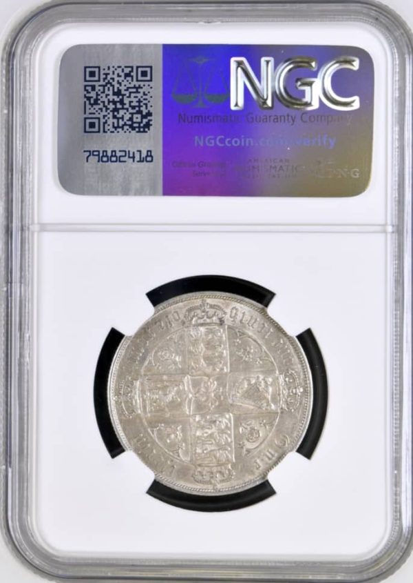 1881 Gothic Florin, Undecimo Edge, NGC Graded AU50. - Image 2