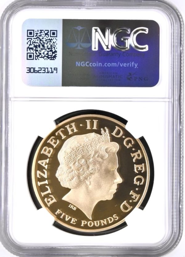 2002 Queen Mother Gold Proof Five Pounds Crown (£5) NGC Graded PF70 Ultra Cameo. - Image 2