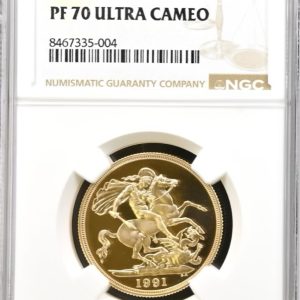 1991 Gold Proof 2 Pounds Sovereign (£2) NGC Graded PF70 Ultra Cameo