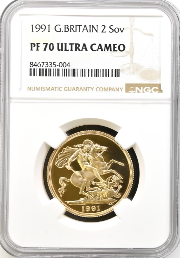 1991 Gold Proof 2 Pounds Sovereign (£2) NGC Graded PF70 Ultra Cameo