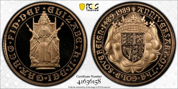 1989 Gold Proof Half Sovereign (1/2) PCGS Graded PR70 Deep Cameo - Image 3