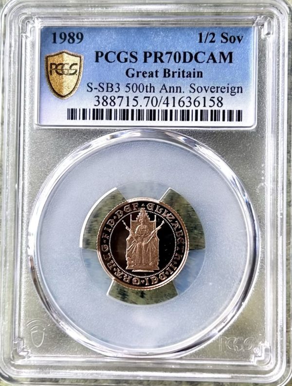 1989 Gold Proof Half Sovereign (1/2) PCGS Graded PR70 Deep Cameo